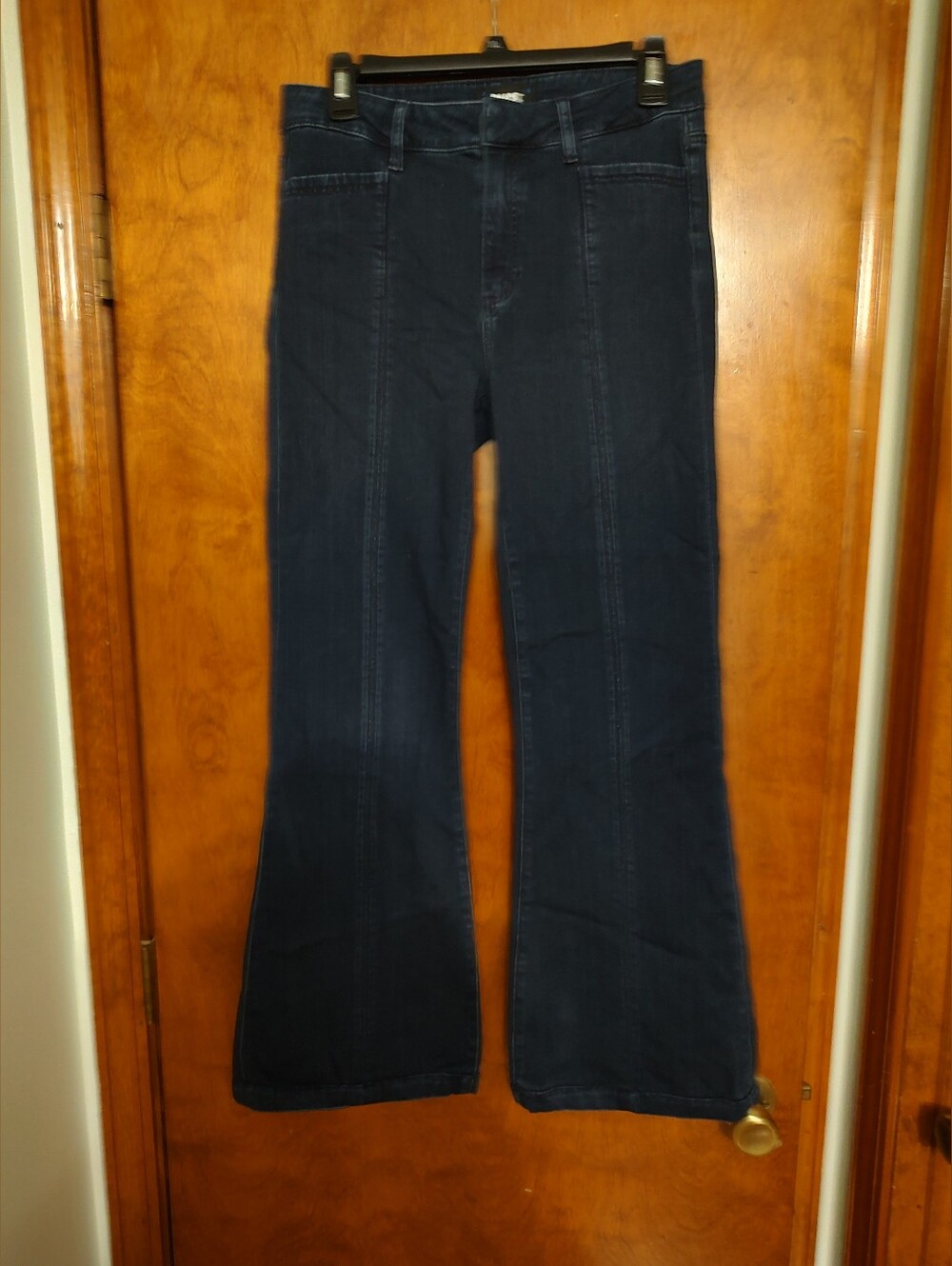 PAIGE Dark Navy Flare Jeans By Genevieve Size 28